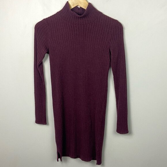 Aritzia Wilfred Free Mariel Ribbed‎ Knit Dress Size XS Burgundy Maroon Purple - Picture 10 of 14
